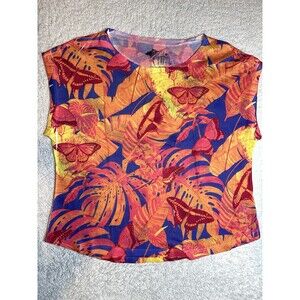 Guy Harvey Womens Tropical Butterfly Multicolor Shirt Size Small